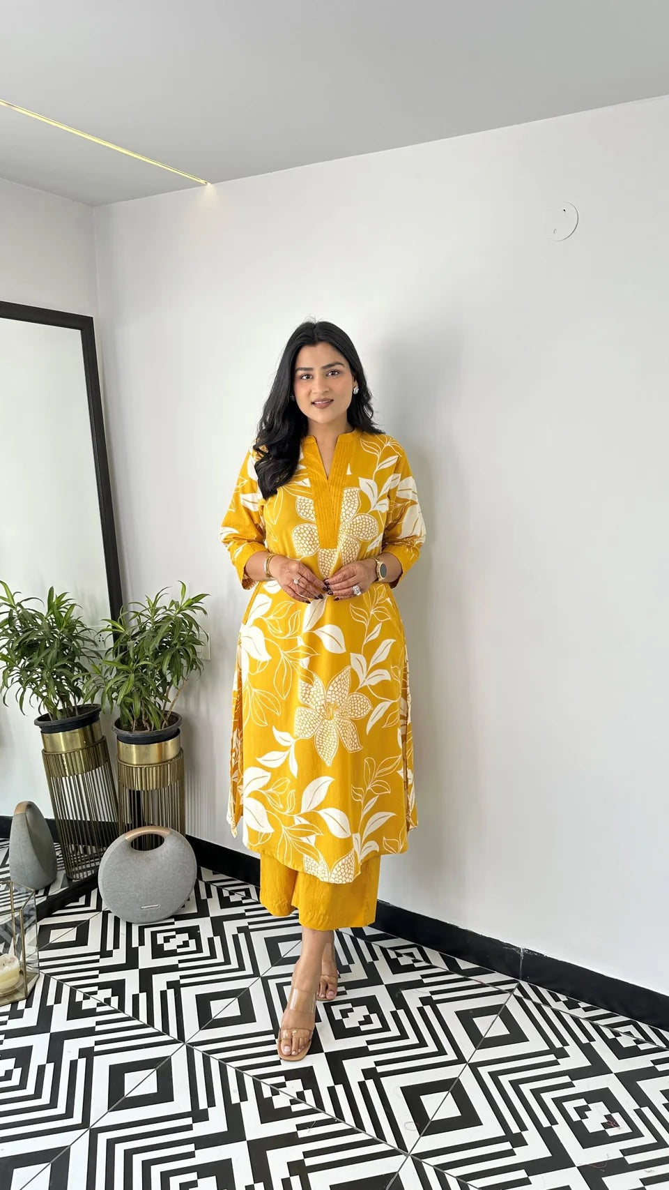 Sanayaa Presented Aster Yellow Kurta Pants