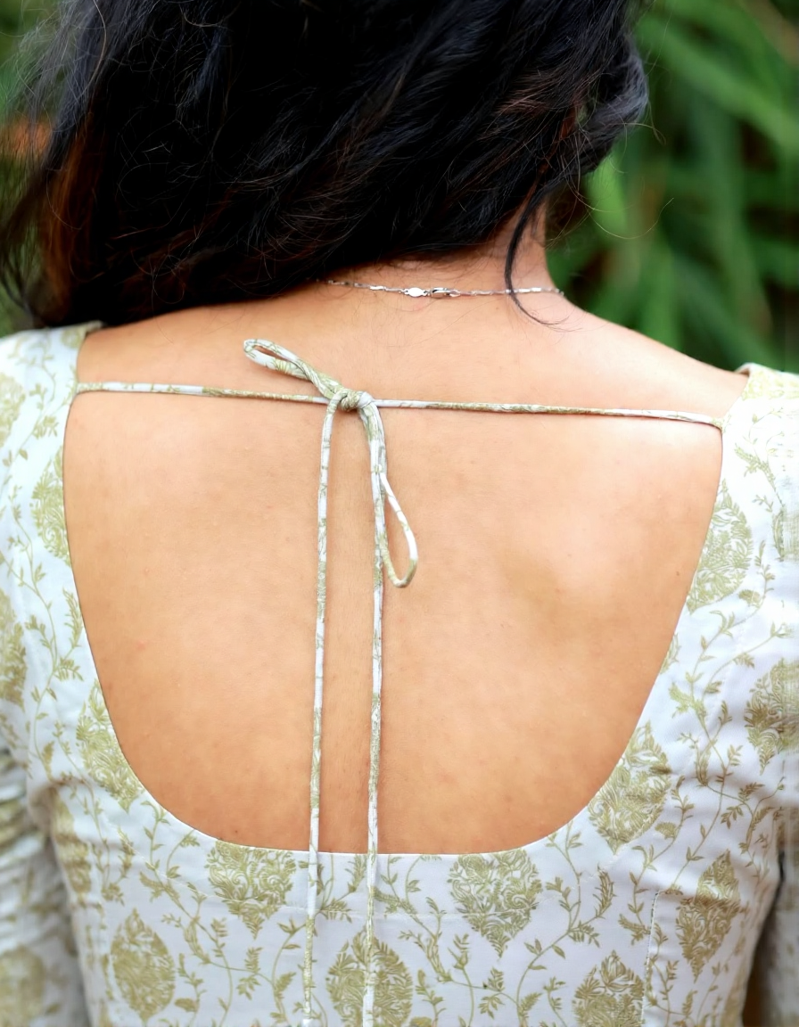 Cream Sandle Kurti - Back Tie-Up Detail