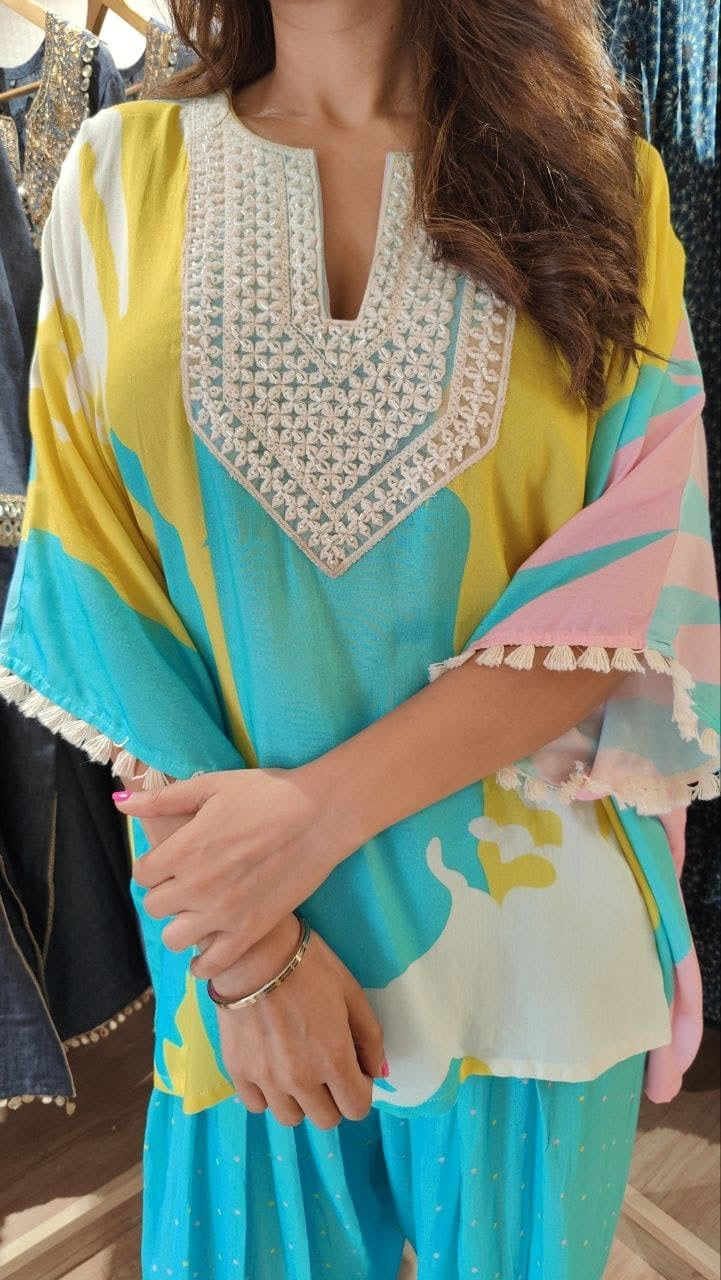 Multicolour Kaftan Set For Women