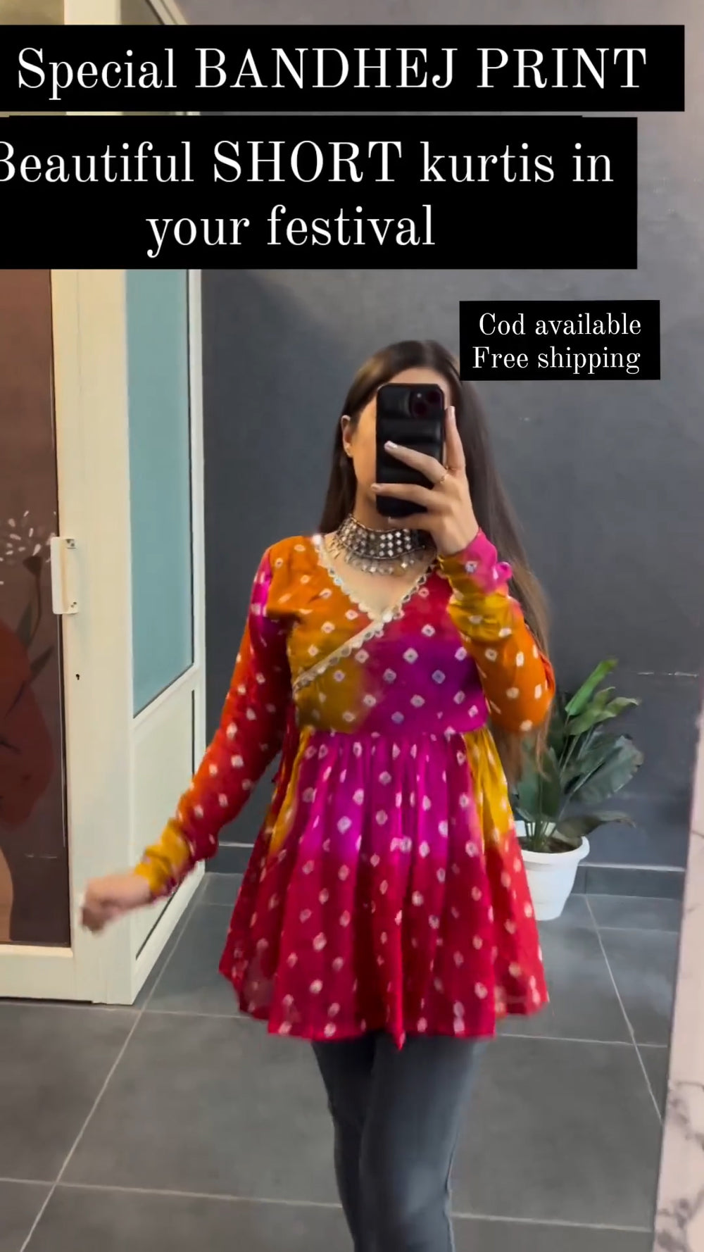 Women Special Bandhej Print Short Kurti for Women – Festive Ethnic Wear Top