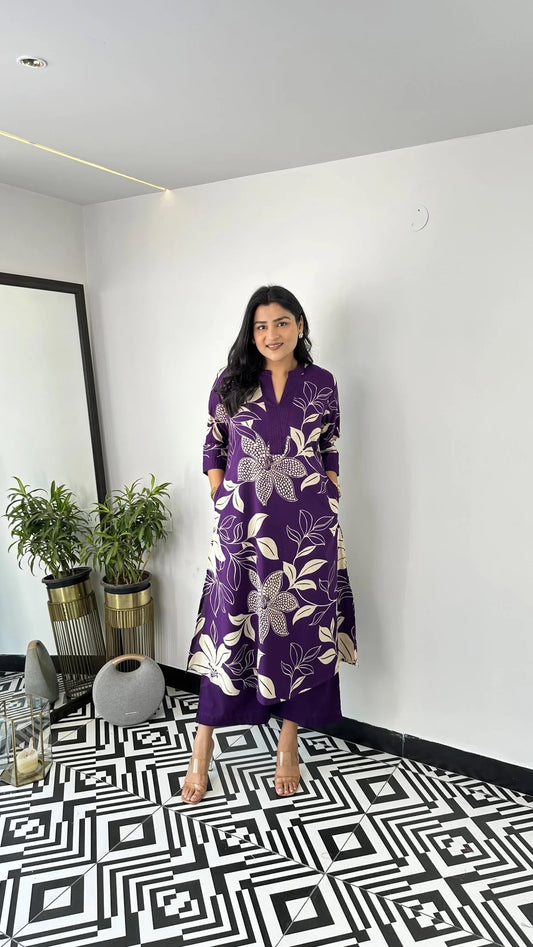 Sanayaa Presented Aster Purple Kurta Pants