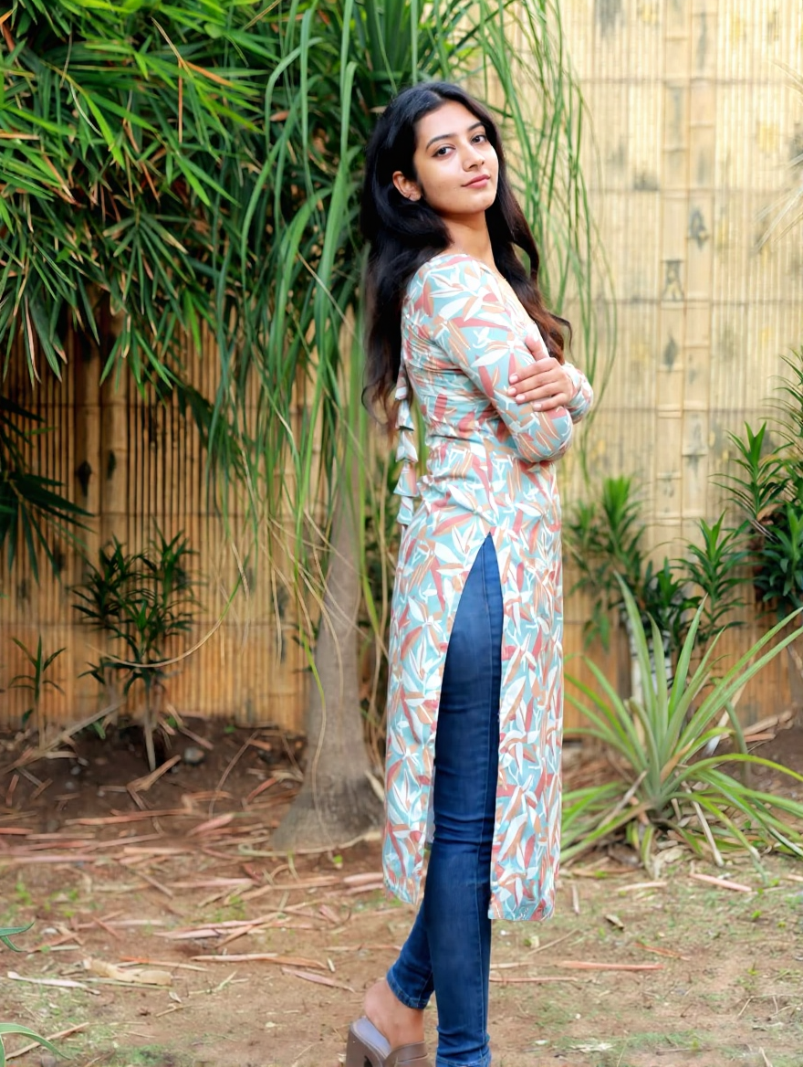 Printed Cotton Kurti - Ruffle Cuff Sleeves