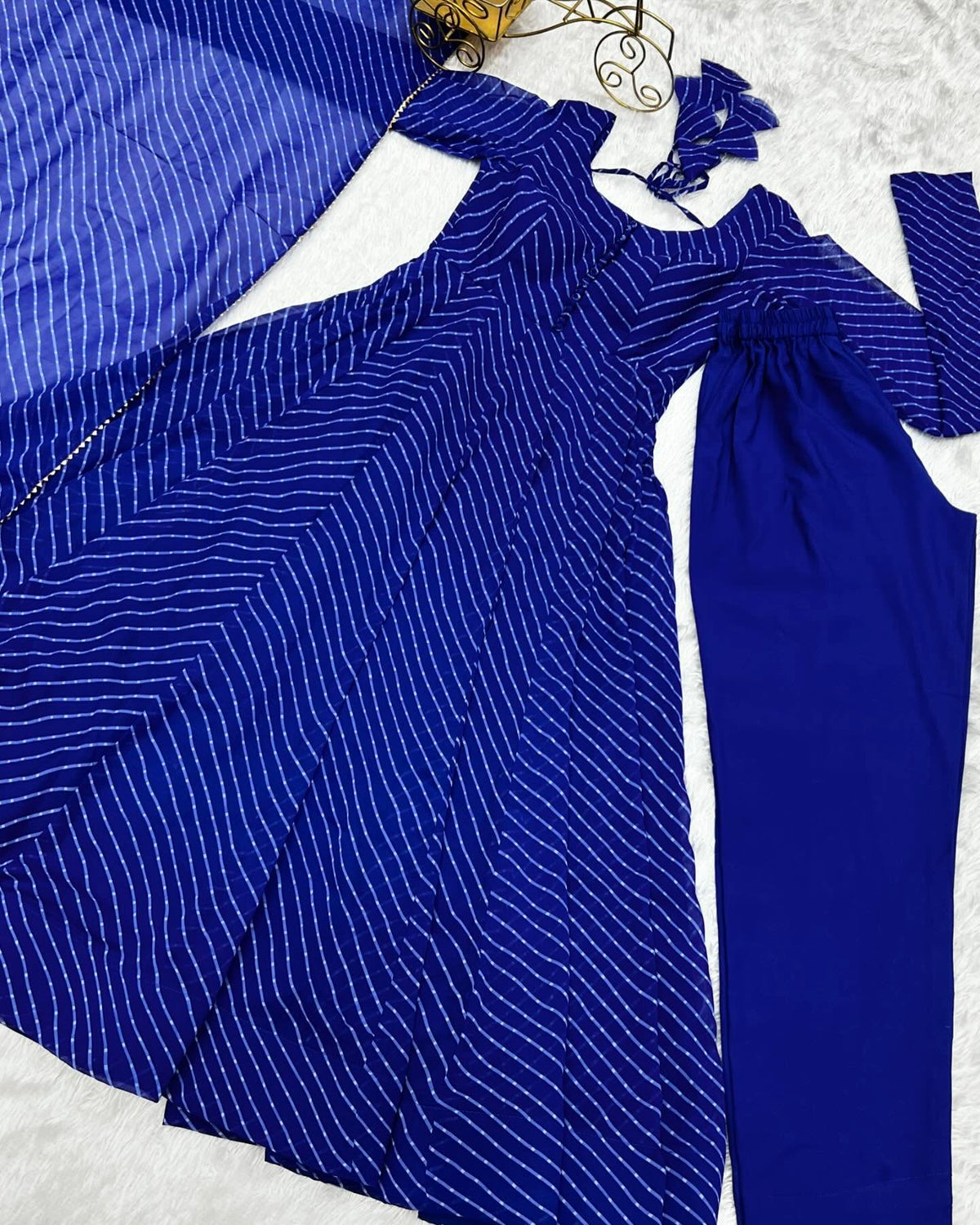 Royal blue Anarkali suit model side view