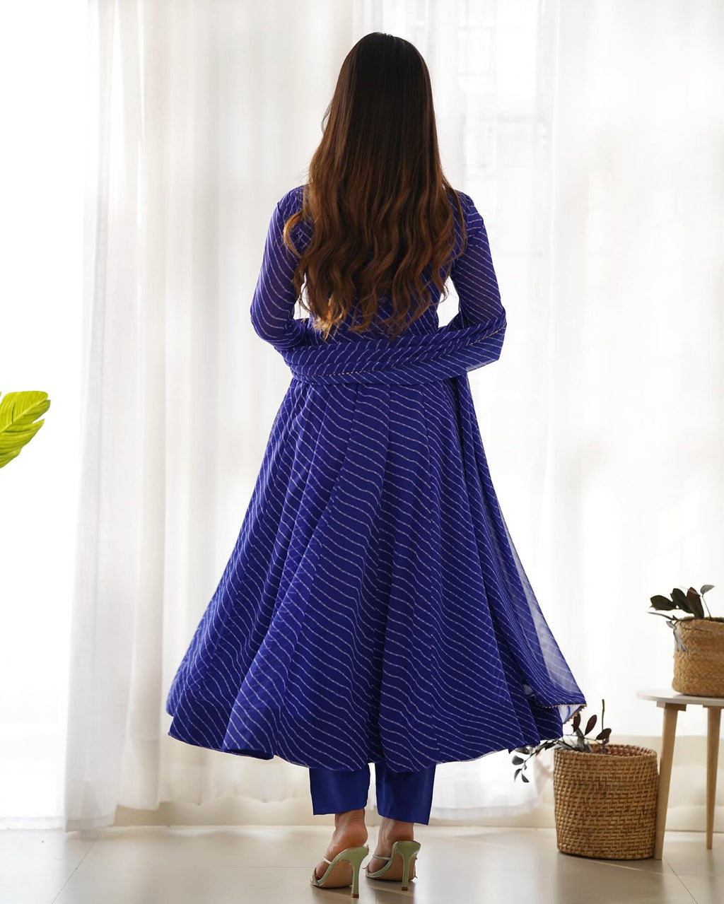 Full Anarkali suit set with matching dupatta