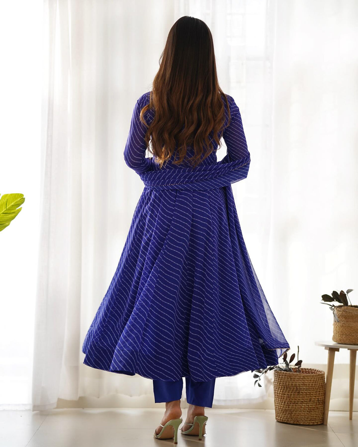 Full Anarkali suit set with matching dupatta