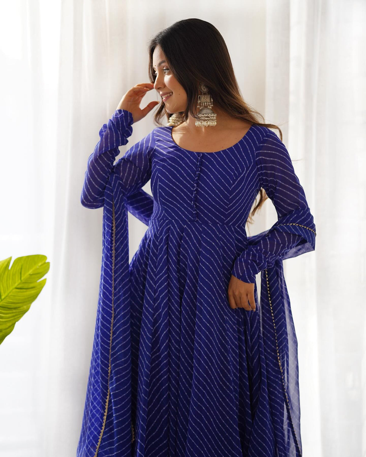Royal blue Anarkali suit side styling