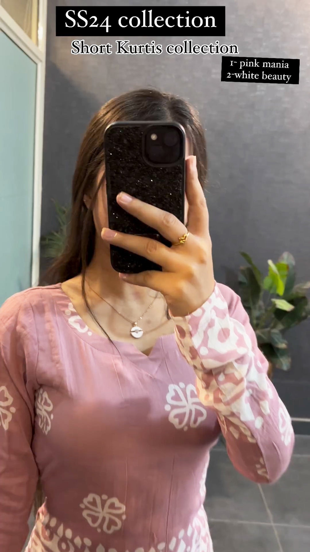 Pink mania short kurti - front view