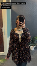 Brown bandhej print short kurti for women - festive wear