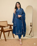 Azure Noor Bandhej Mirror A Line Cotton Kurta Set With Dupatta