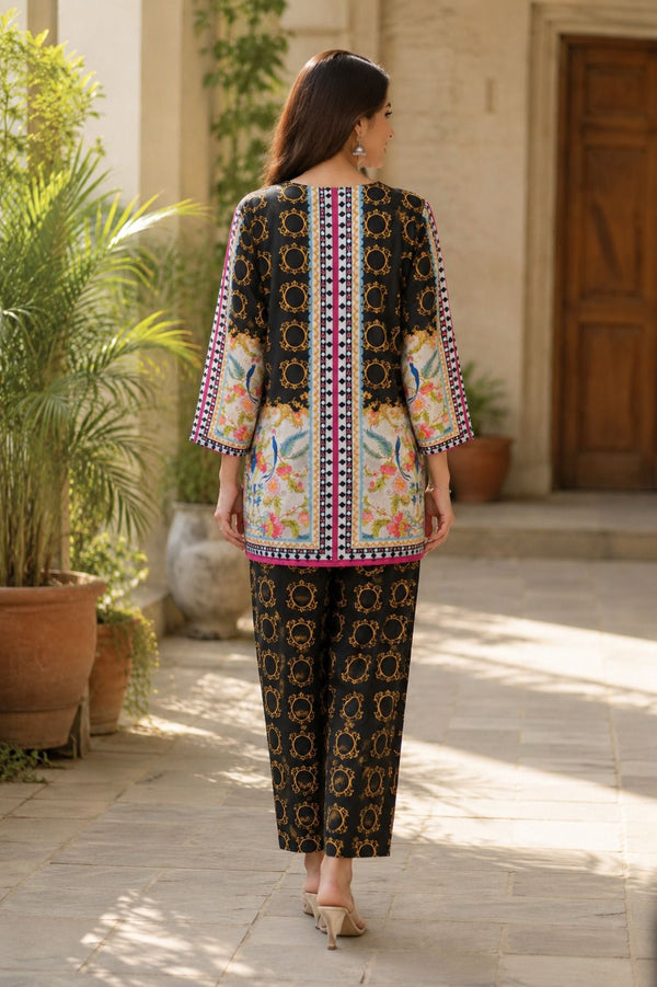 Chakada printed co-ord set close up neckline detail - SANAYAA