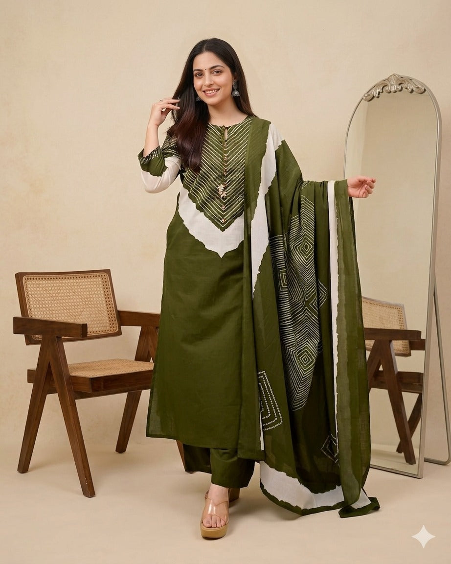 Bandhej Muse Cotton Palazzo Kurta Suit